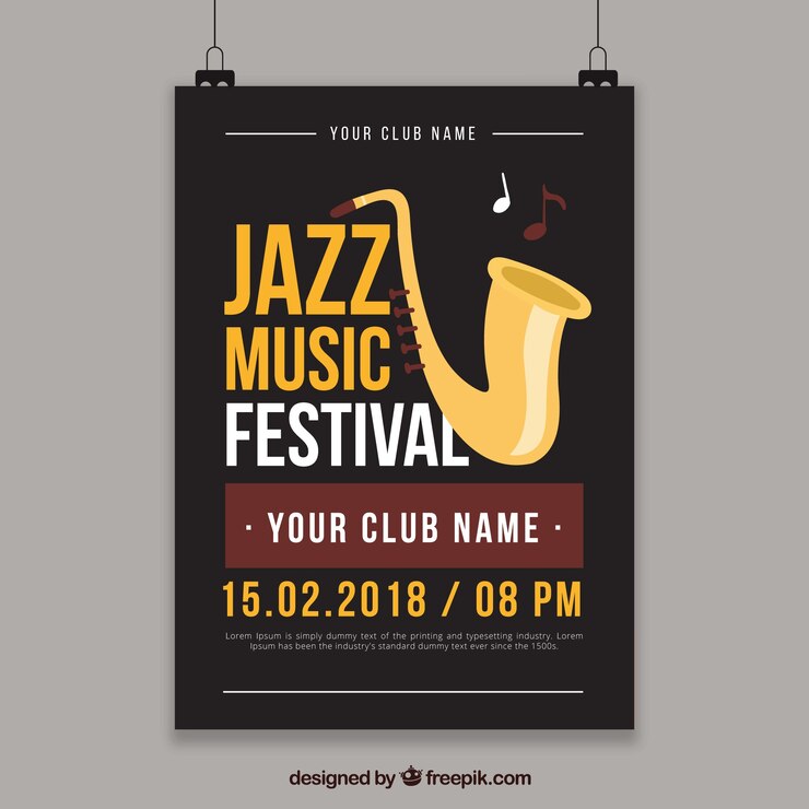 Vector gratuito concepto de flyer para fiesta de música jazz