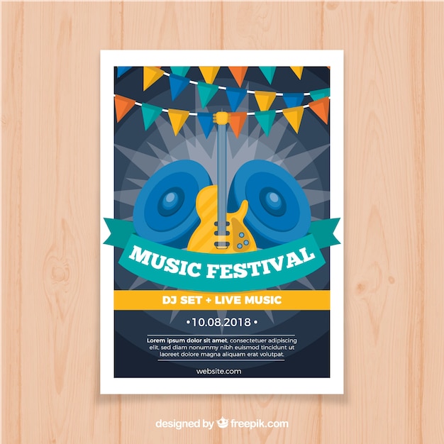 Vector gratuito concepto de flyer moderno para festival de música