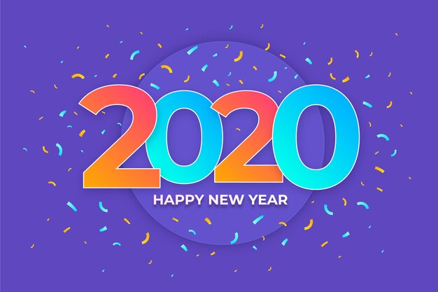 Concepto de fondo de año nuevo 2020 en estilo de papel