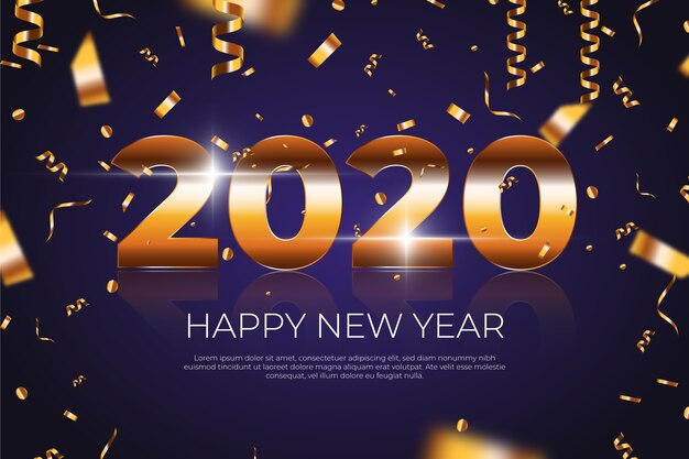 Concepto de fondo de confeti año nuevo 2020