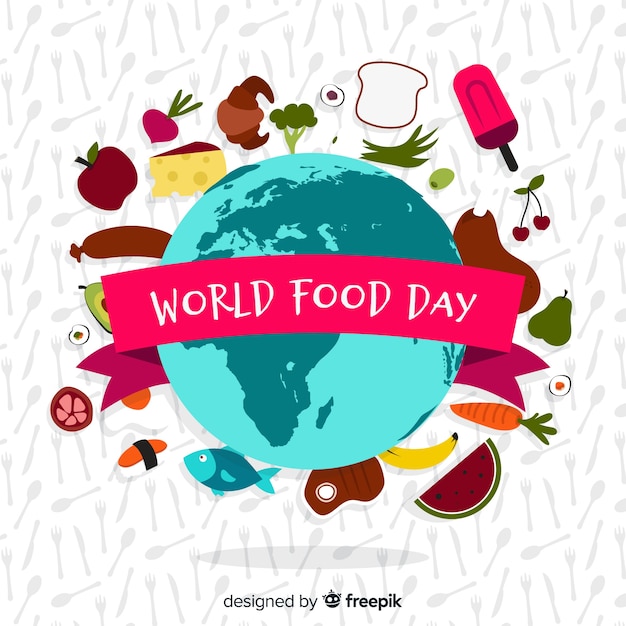 Vector gratuito concepto de fondo del día internacional de la comida