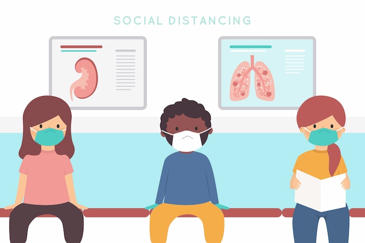 Vector gratuito concepto de fondo de distanciamiento social