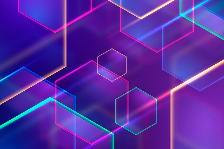 Vector gratuito concepto de fondo de luces de neón de formas geométricas