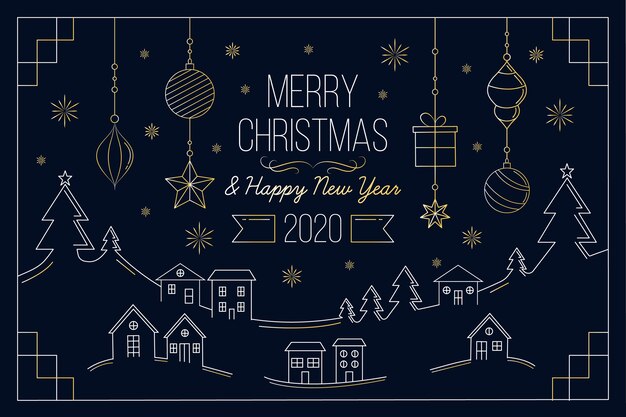 Concepto de fondo de Navidad en estilo de contorno