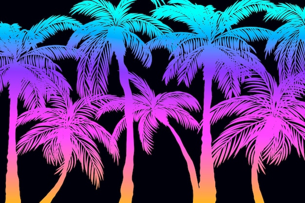 Concepto de fondo de pantalla de siluetas de palmeras