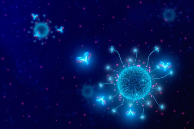 Concepto de fondo de partículas de virus