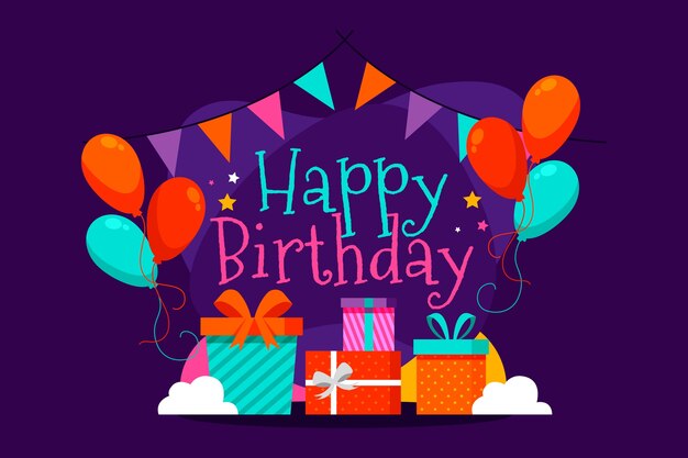 Concepto de fondo plano de cumpleaños