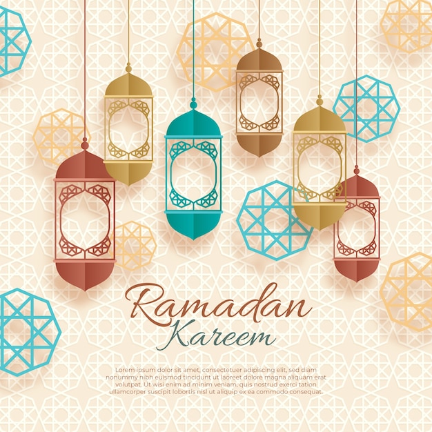 Concepto de fondo plano de Ramadán