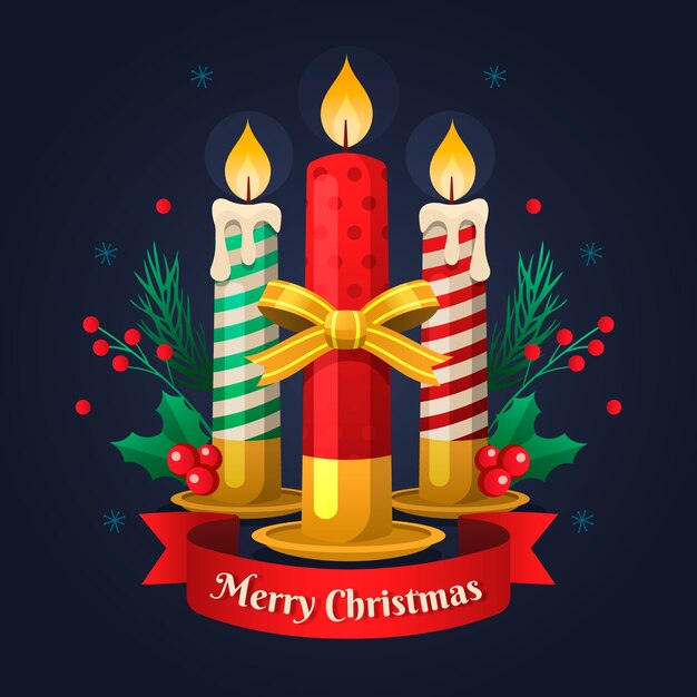 Concepto de fondo de vela de Navidad de diseño plano