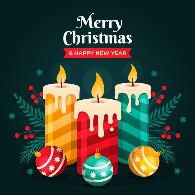 Concepto de fondo de vela de Navidad de diseño plano