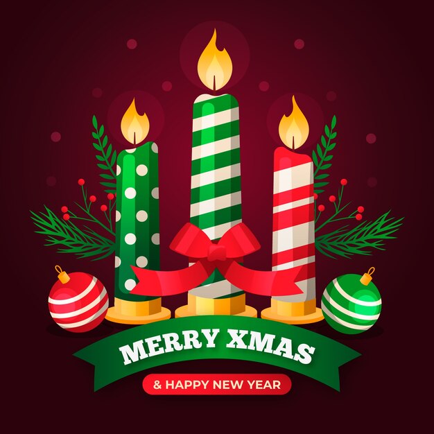 Concepto de fondo de vela de Navidad de diseño plano