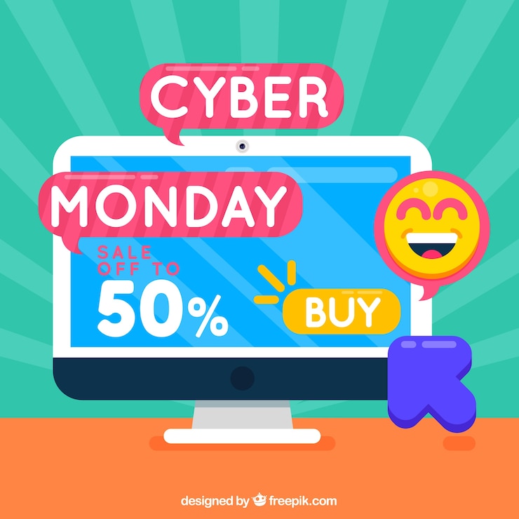 Vector gratuito concepto funky de cyber monday