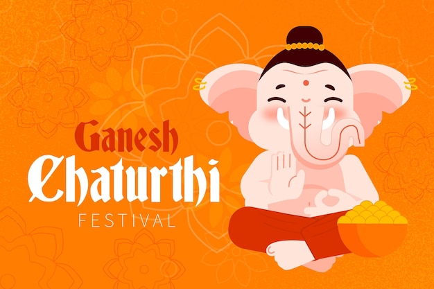 Vector gratuito concepto de ganesh chaturthi plano