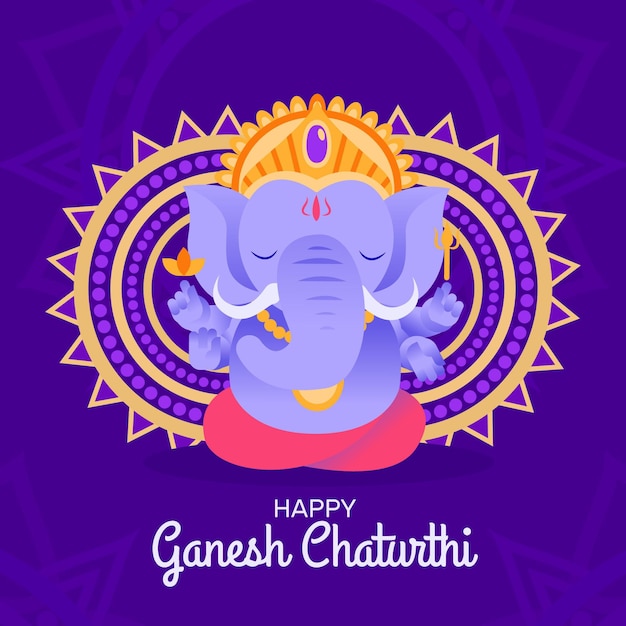 Vector gratuito concepto de ganesh chaturthi plano