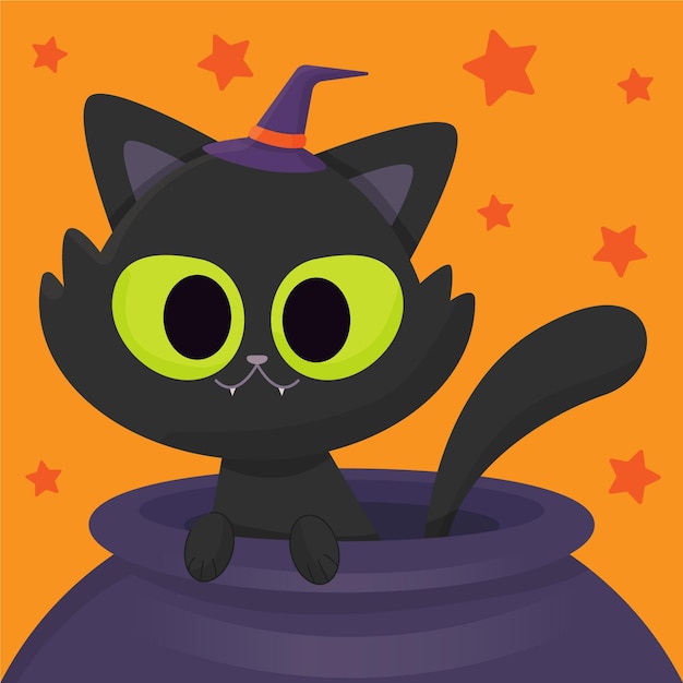 Concepto de gato de halloween dibujado a mano