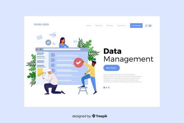 Concepto de gestión de datos para la página de destino