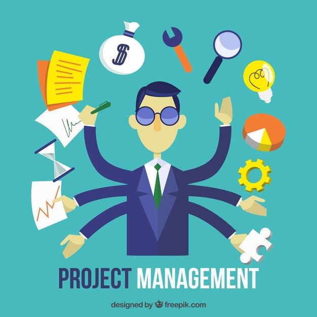 Concepto de gestión de proyectos en estilo flat