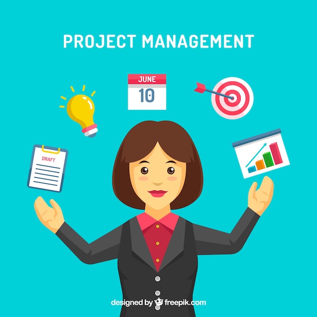Concepto de gestión de proyectos con mujer de negocios