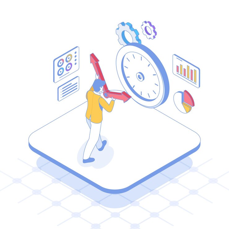 Vector gratuito concepto de gestión del tiempo de esquema isométrico