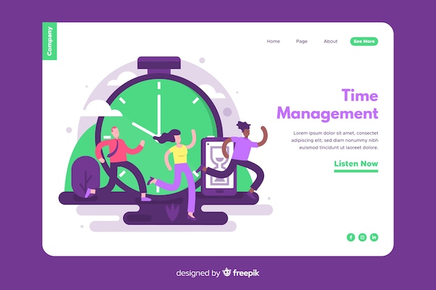 Concepto de gestión del tiempo para landing page