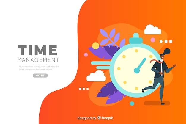 Concepto de gestión del tiempo para landing page
