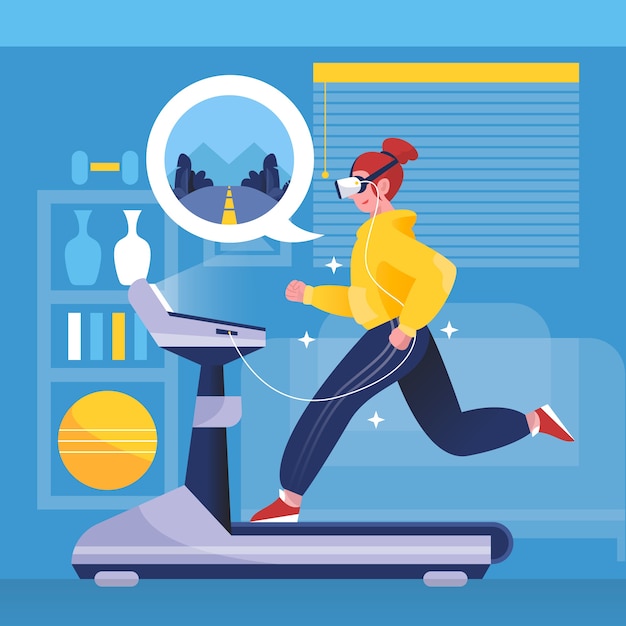 Vector gratuito concepto de gimnasio virtual desde casa