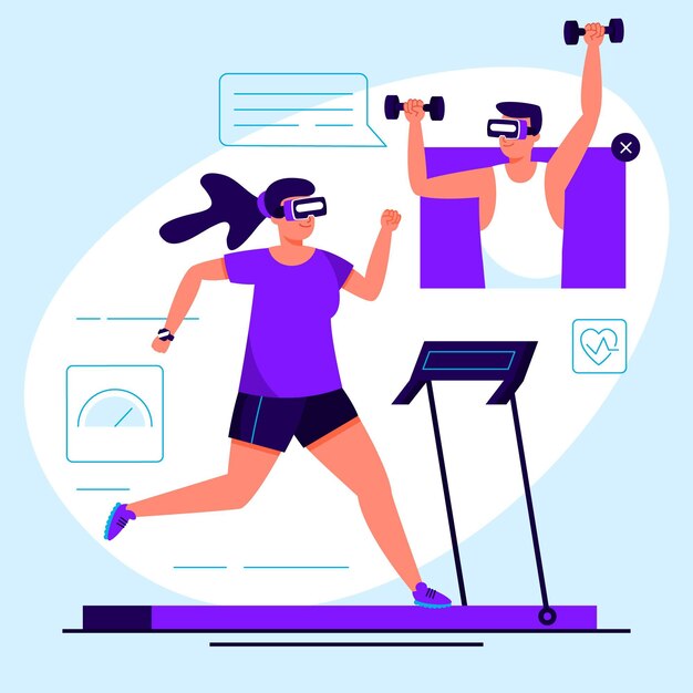 Concepto de gimnasio virtual con gafas vr