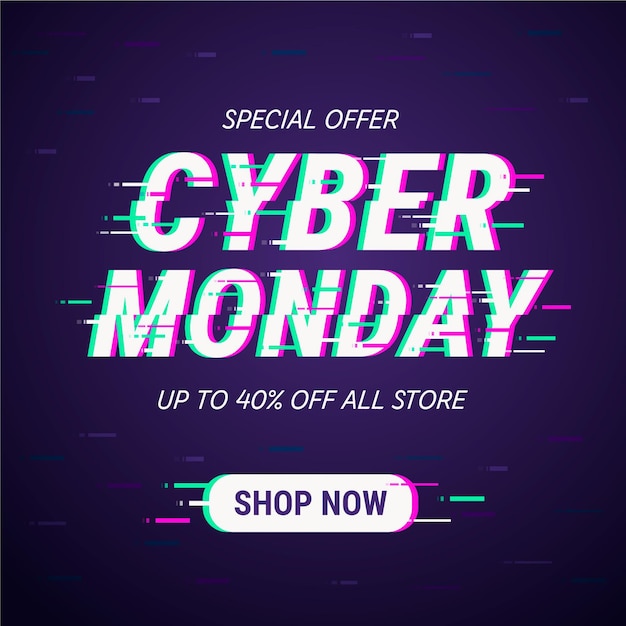 Concepto de glitch cyber monday