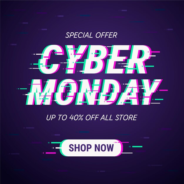 Concepto de glitch cyber monday