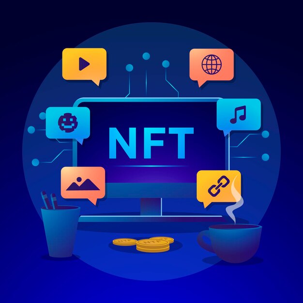 Concepto de gradiente nft ilustrado