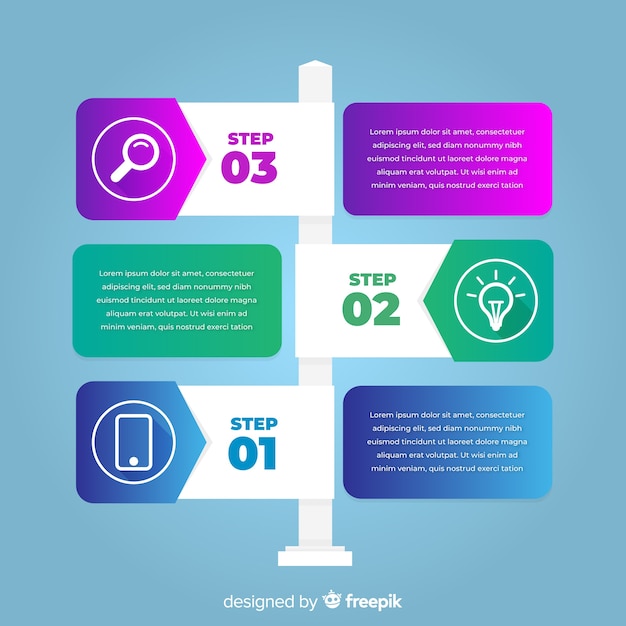 Vector gratuito concepto gradiente de pasos infográficos