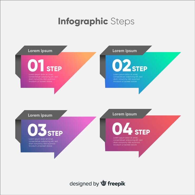 Vector gratuito concepto gradiente de pasos infográficos