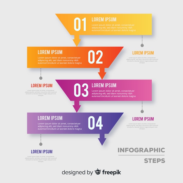 Concepto gradiente de pasos infográficos