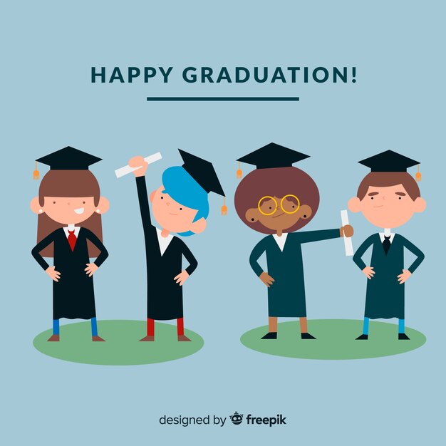 Concepto  de graduación con estudiantes felices