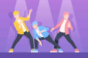 Vector gratuito concepto de grupo de chicos k-pop