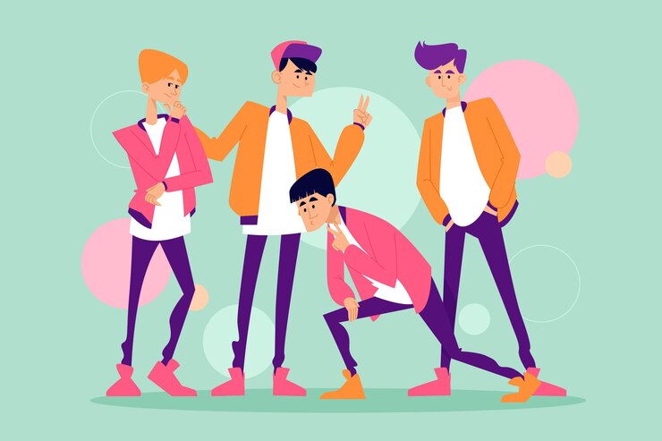Vector gratuito concepto de grupo de chicos k-pop