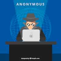 Vector gratuito concepto de hacker anónimo con diseño plano