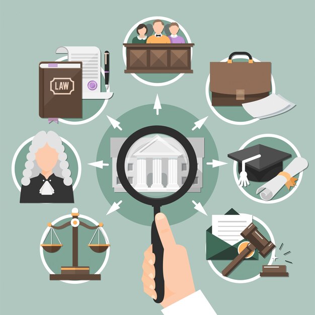 Concepto de Handglass de iconos de juicio