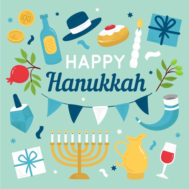 Concepto de hanukkah dibujado a mano
