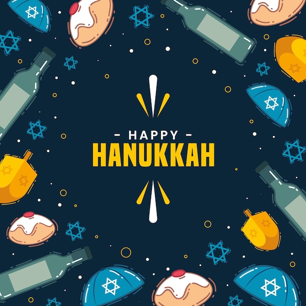 Concepto de hanukkah dibujado a mano