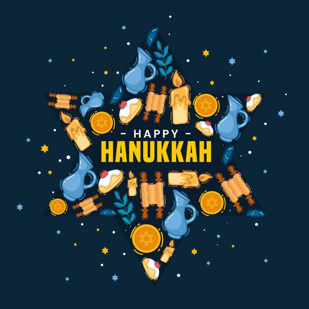 Concepto de hanukkah dibujado a mano