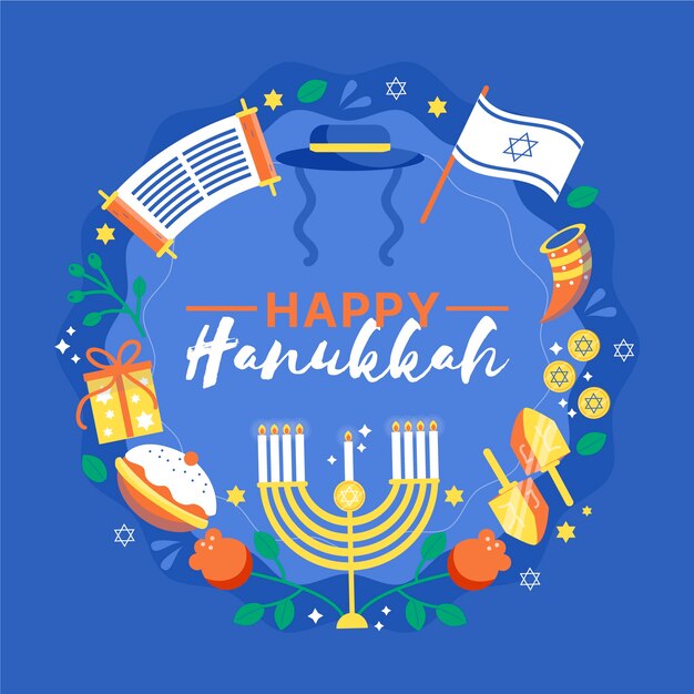 Concepto de hanukkah dibujado a mano