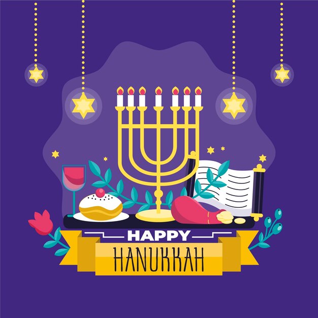 Concepto de hanukkah dibujado a mano