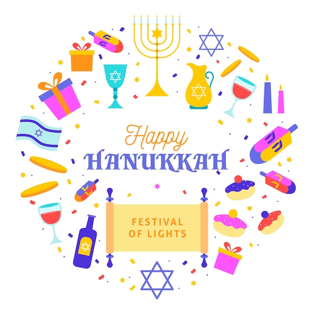 Concepto de hanukkah dibujado a mano