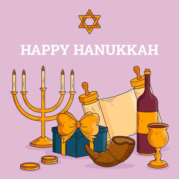 Concepto de hanukkah dibujado a mano