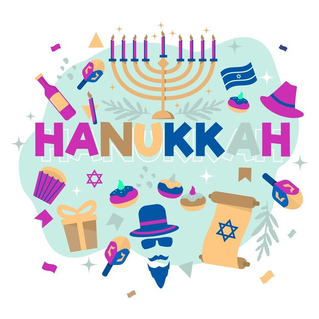 Concepto de hanukkah dibujado a mano