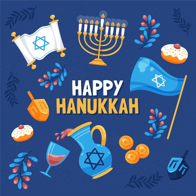 Concepto de hanukkah dibujado a mano