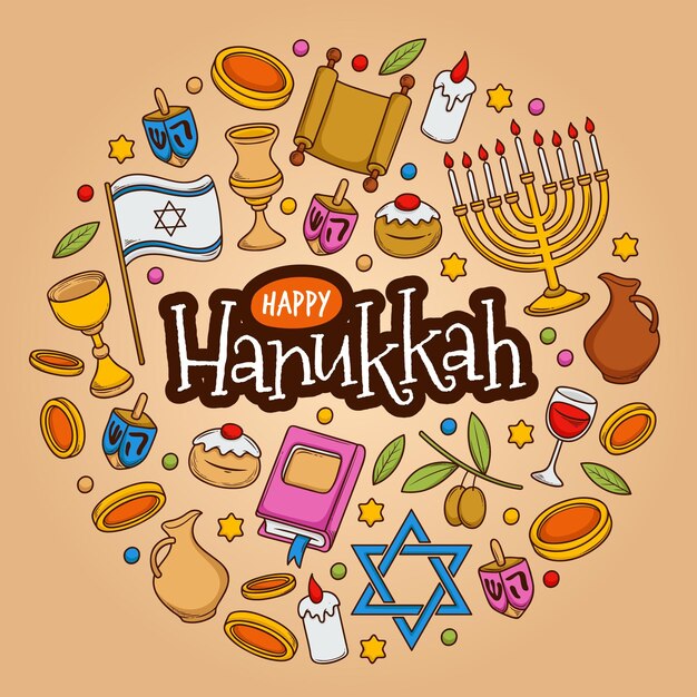 Concepto de hanukkah dibujado a mano