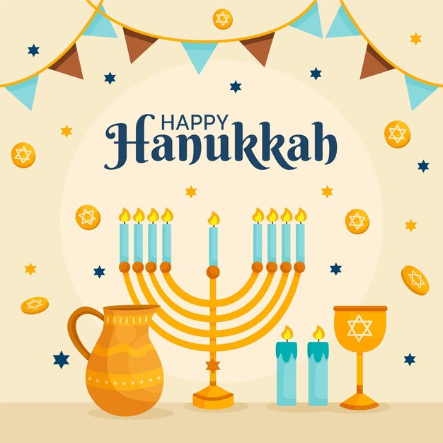 Concepto de hanukkah dibujado a mano