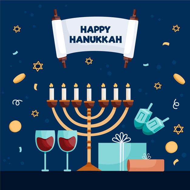 Concepto de hanukkah dibujado a mano